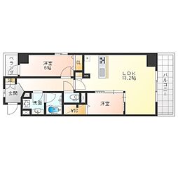 JR東西線 海老江駅 徒歩5分の賃貸マンション 1階2LDKの間取り