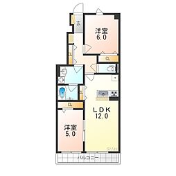 グランシャリオ京都南 1階2LDKの間取り