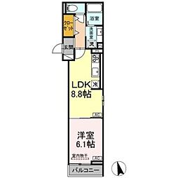 D-ROOM PREMIUM 多磨霊園駅 3階1LDKの間取り