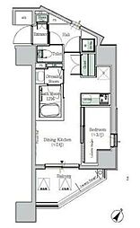 ワンルーフレジデンス木場イースト 12階1DKの間取り