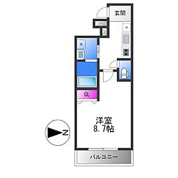 フジパレス喜連瓜破2番館 1Kの間取図画像