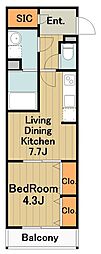 リブリ・淵野辺III 1LDKの間取図画像