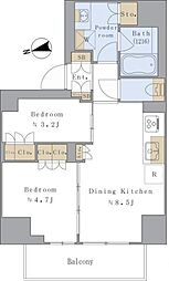 ブリリアイスト赤羽 2DKの間取図画像