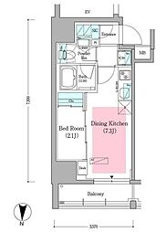 アーバネックス深川住吉3 14階1DKの間取り