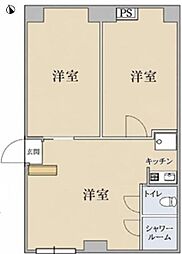 サンハイム駒込 2DKの間取図画像