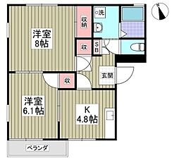 カトレアハイツ 2Kの間取図画像