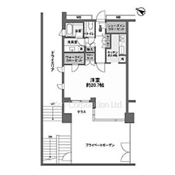 マスタービューレジデンス 1階1Kの間取り