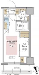 アーバネックス東京八丁堀 7階1LDKの間取り
