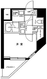 スカイコートプライムカメイド 1Kの間取図画像
