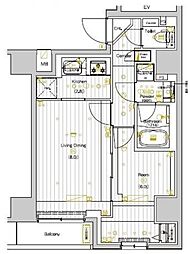 プレミアムキューブ両国DEUX 4階1LDKの間取り
