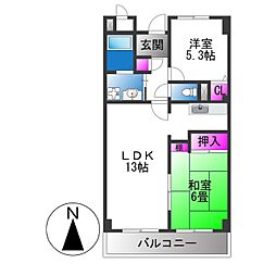 サンオークタツミ 2LDKの間取図画像