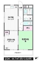 エクセレント南小岩 2階2DKの間取り