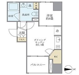 KDXレジデンス神田 1DKの間取図画像