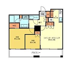 ザ・パークハウス西新宿タワー60 54階2LDKの間取り