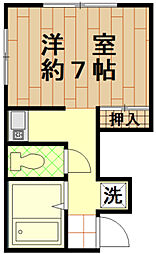 JR中央線 高円寺駅 徒歩11分の賃貸マンション 1階1Kの間取り