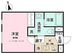 ノルディア奥沢 1Kの間取図画像