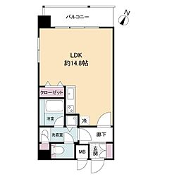 JR東海道・山陽本線 三ノ宮駅 徒歩7分の賃貸マンション 13階1LDKの間取り