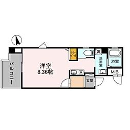 阪急宝塚本線 川西能勢口駅 徒歩5分の賃貸マンション 4階ワンルームの間取り