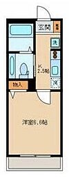 オアシス丘の上 2階1Kの間取り