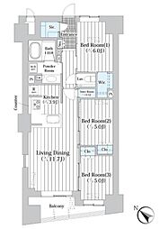 ザ・グランクラッセ日本橋イースト 3LDKの間取図画像