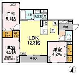 セレスティア西瑞江 1階3LDKの間取り