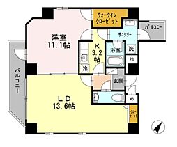 レジデンスクリード駒込 1LDKの間取図画像