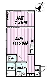 （仮）グランディール羽村 2階1LDKの間取り