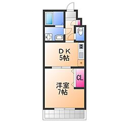 Feliz高石千代田 3階1DKの間取り