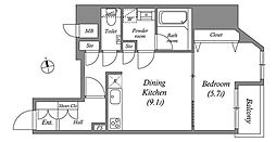 グランパセオ本郷三丁目 10階1LDKの間取り