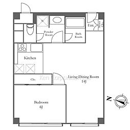 恵比寿スカイハイツ 1LDKの間取図画像