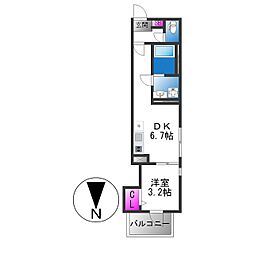 ハーモニーテラス平野西II 1DKの間取図画像