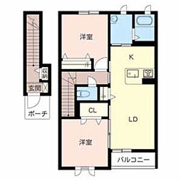 フェラーリスティ 2階2LDKの間取り