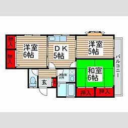 アルシュ7 2階3DKの間取り