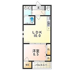 フジパレスタクト 3階1LDKの間取り