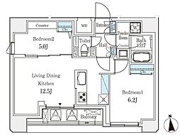 クラリティア文京湯島 10階2LDKの間取り