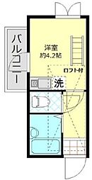 エスポワール羽田壱番館 3階ワンルームの間取り