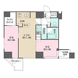 プライムアーバン西日暮里フロント 2階2LDKの間取り