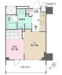 ザ・パークワンズ三軒茶屋 1DKの間取図画像