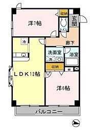 エスポワール篠崎 2LDKの間取図画像