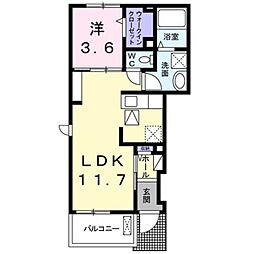 ユアーズ　ヒル　8 1階1LDKの間取り