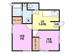 ルフィ寺尾B 2Kの間取図画像