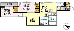 セレスティア大森東 2LDKの間取図画像