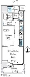 プライマル上野・稲荷町 1LDKの間取図画像