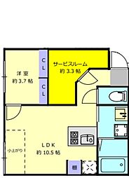 Lotus NAKANOSHINBASHI 1階1SLDKの間取り