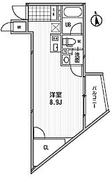 アーデン芝公園 4階ワンルームの間取り