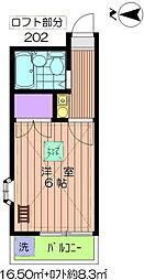 アンシャンテ稲城 2階1Kの間取り