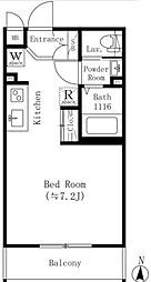 小竹レジデンス 2階ワンルームの間取り