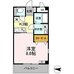 Amenity Court 1階1Kの間取り