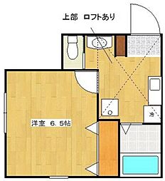 ティファナ橋本 2階1Kの間取り