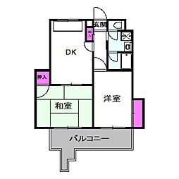 パールタウン鶴ケ丘 6階2DKの間取り